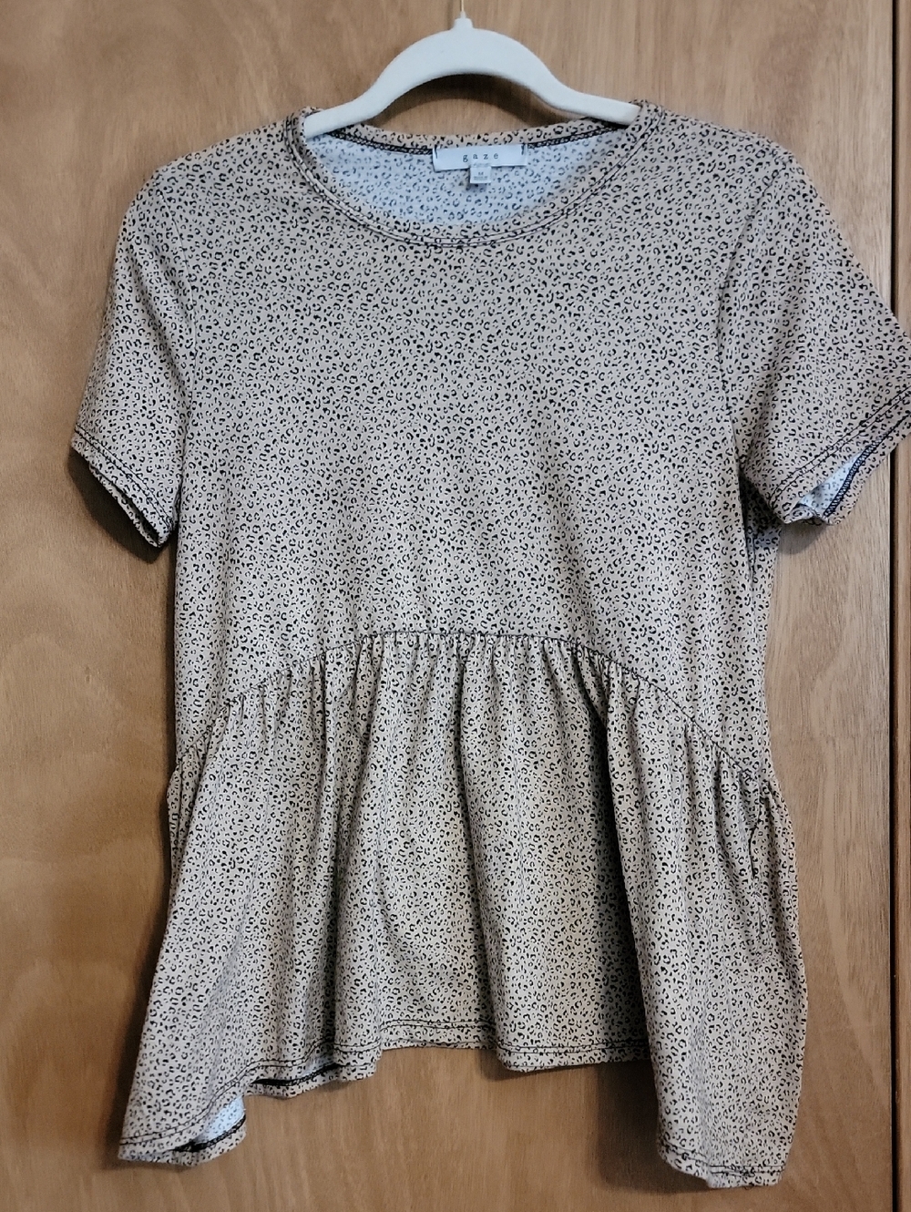 gaze Beige & Black Animal Dot Peplum Tunic
